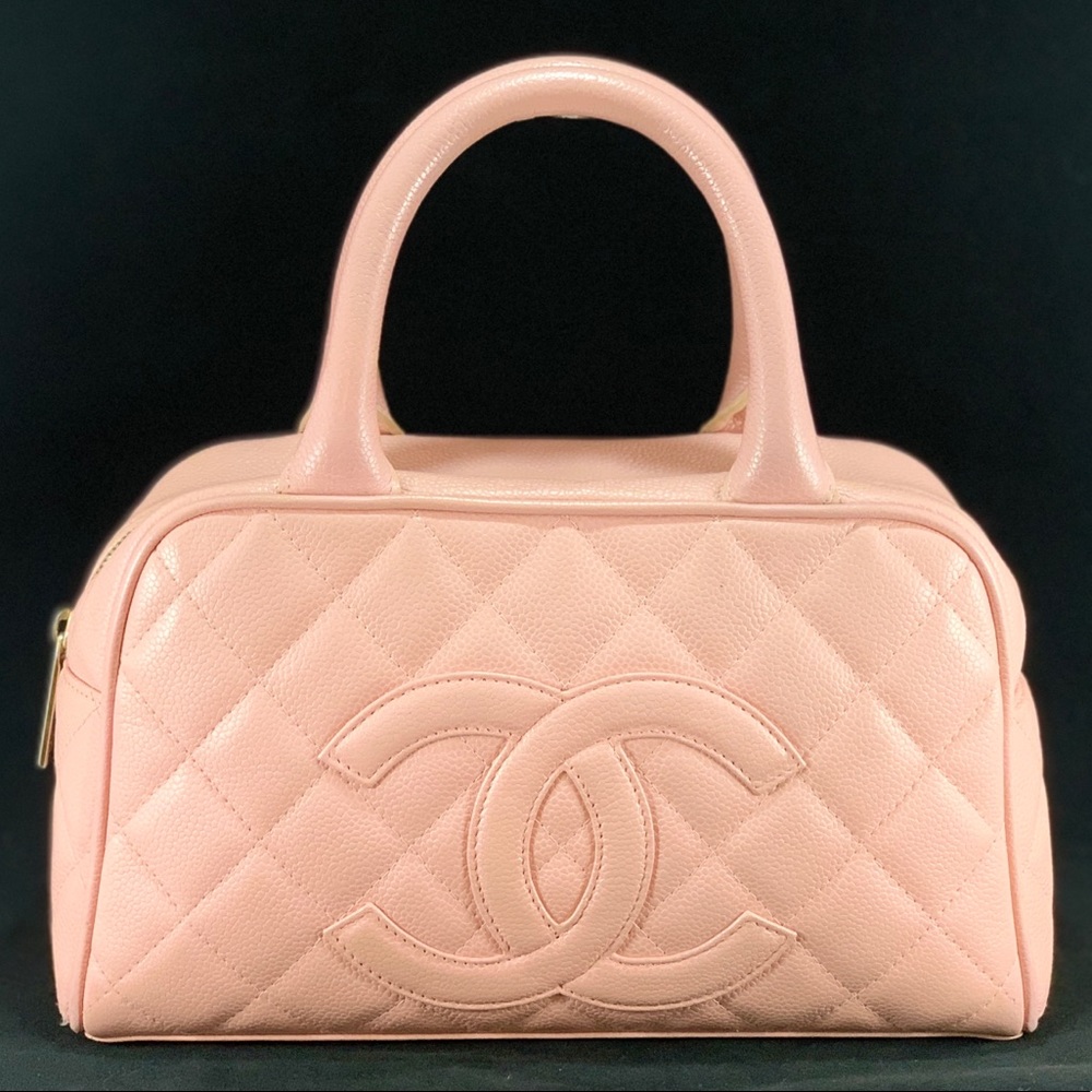 CHANEL Pink Matrasse Caviar Skin Bowler Bag